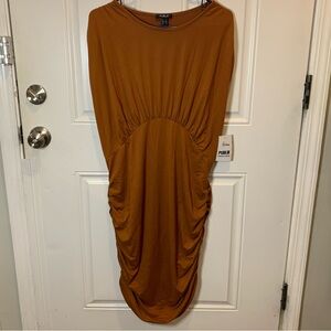 NWT Publik Women's Asymmetrical Brown Drapey Toga Dress Size 3X